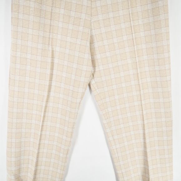 Vintage Usia Women's Tweed Dress Pants Cream Tan Elastic Waist Polyester Size 16 - Picture 3 of 11